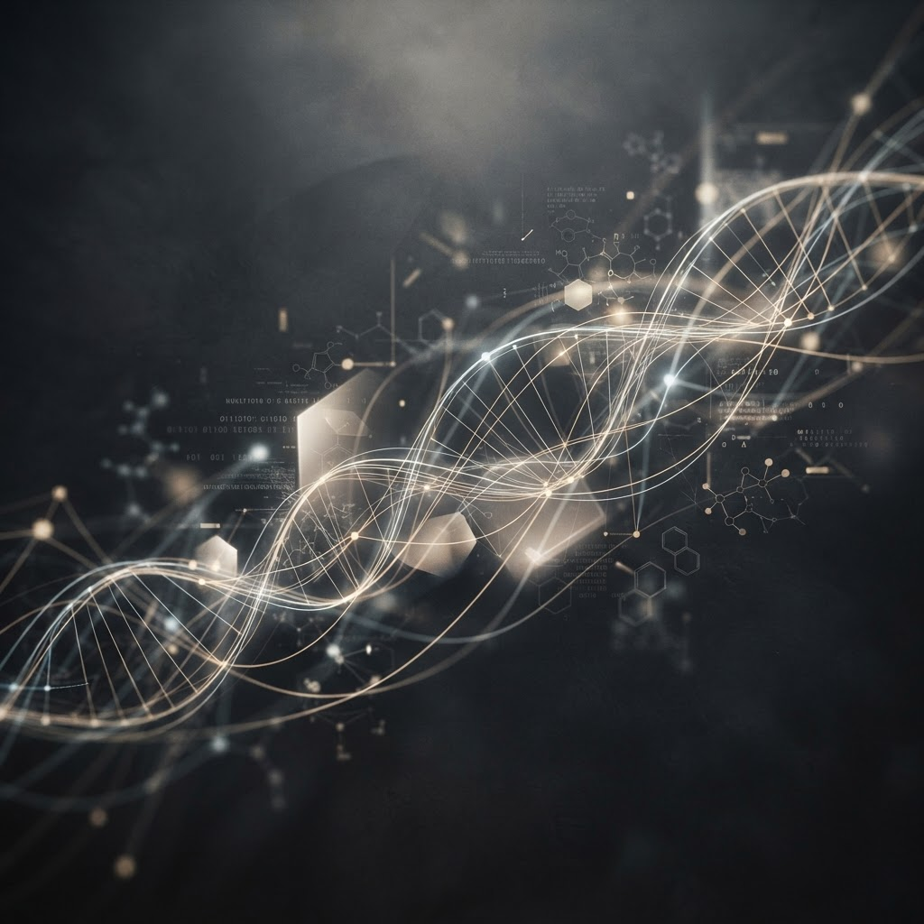 Abstract editorial composition of fine data patterns representing artificial intelligence in healthcare